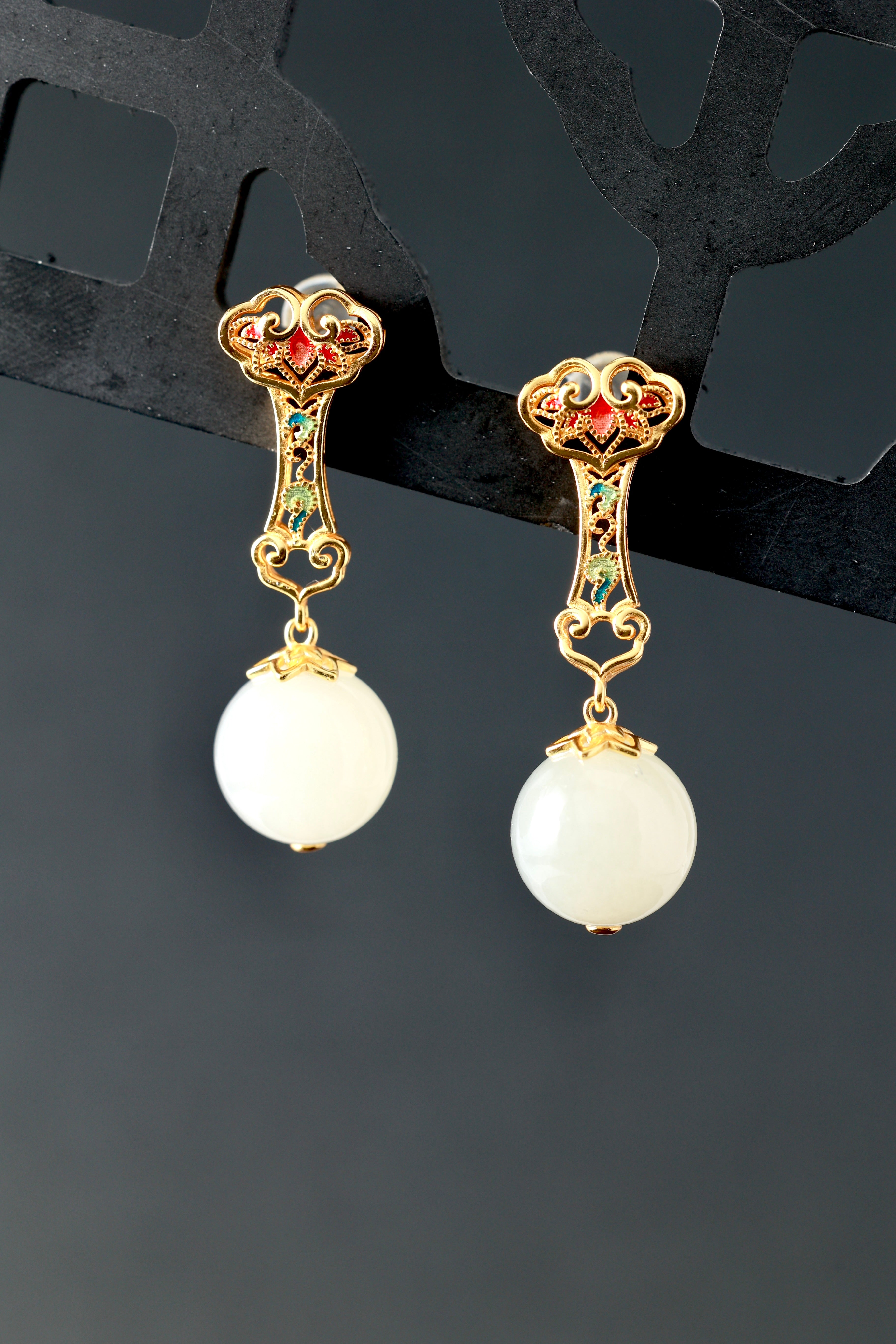 Hetian Jade Ruyi Earrings