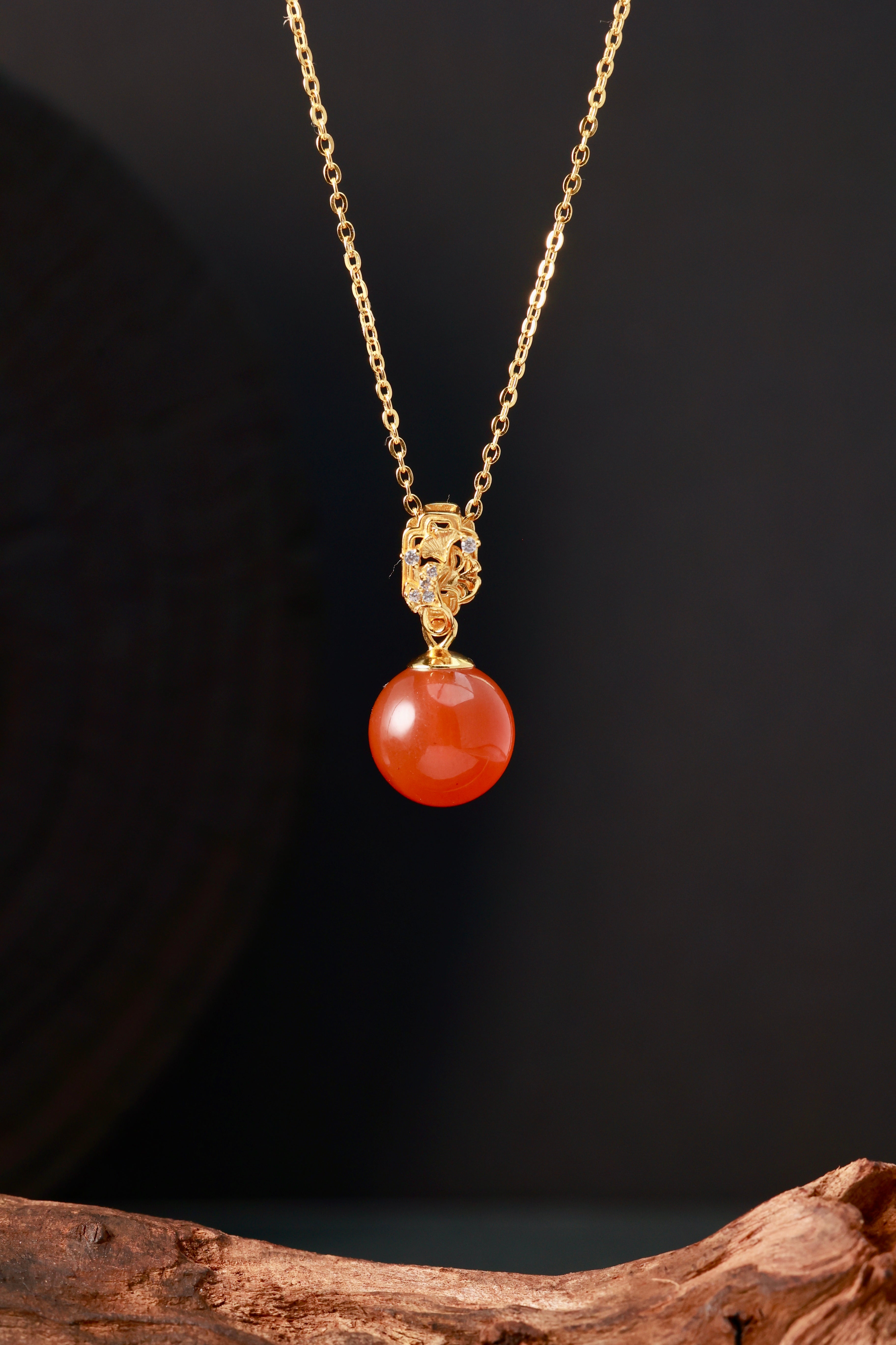 Golden Pavilion Pendant Necklace