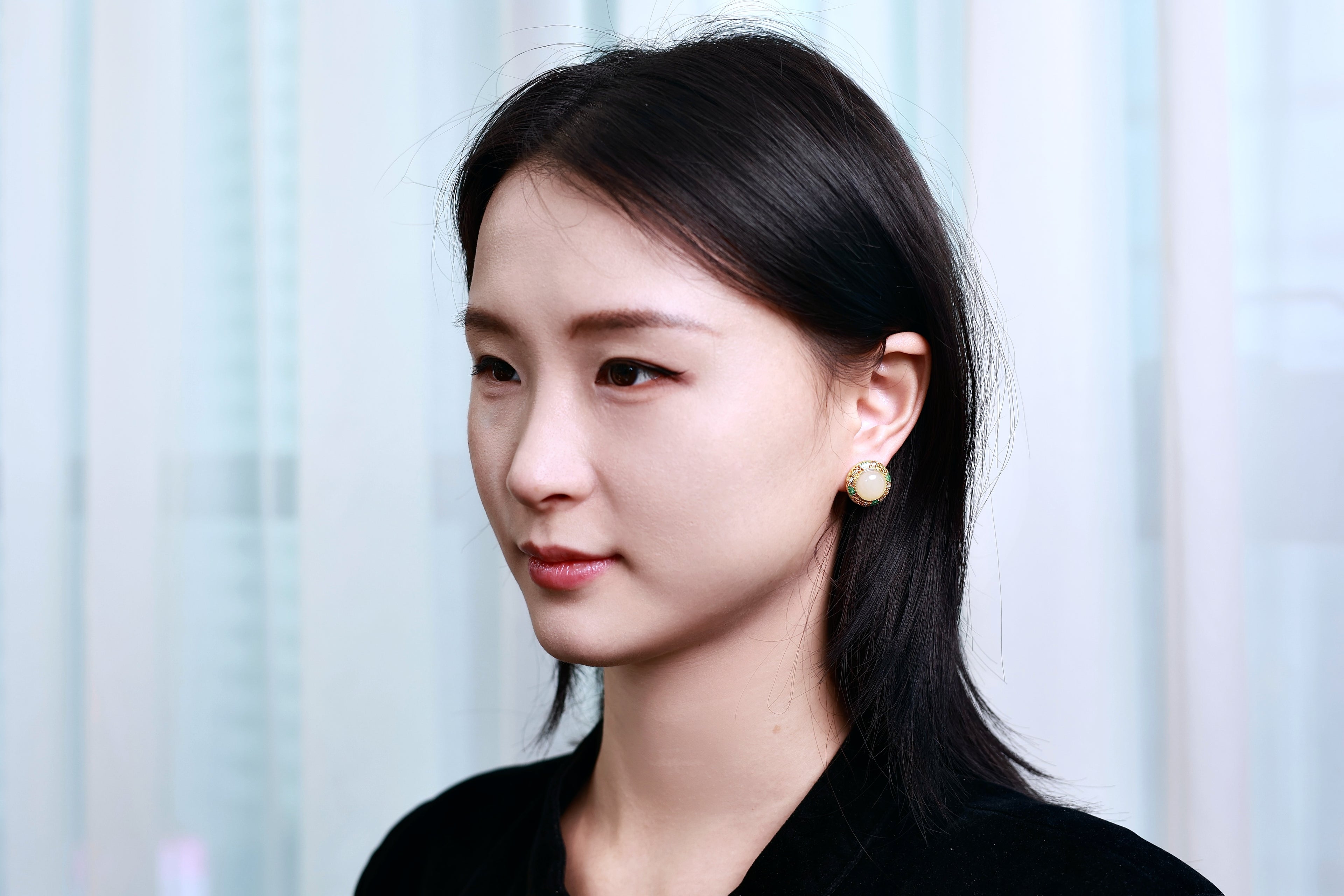 White Jade Cloud Enamel Earrings